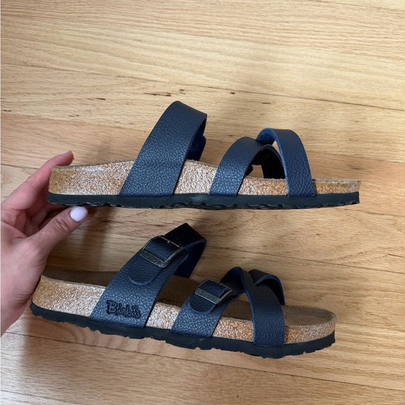 Birkenstock Birkis Navy Blue Sandals Womens 9 M 7 EU 40 Buckle Criss Cross Shoes - Picture 5 of 7